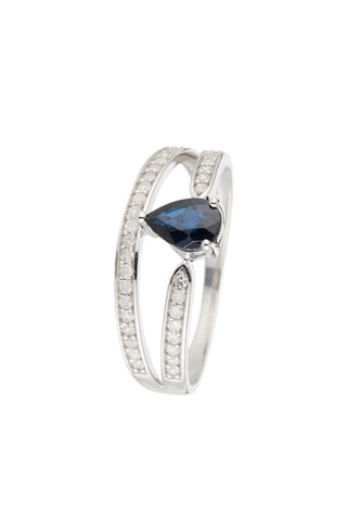Bague Eugénie - Witgoud, Saffier en Diamanten