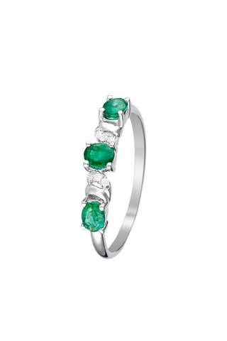 Bague Abaya - Witgoud, Diamanten en Smaragden