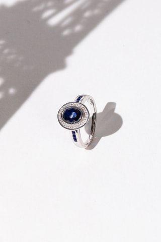 Bague Gange - Witgoud, Saffieren en Diamanten