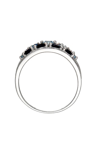 Ring Tamsui Witgoud, Diamanten, Saffier en Topaas