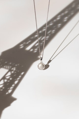 Ketting en Hanger Bergame Witgoud en Diamanten