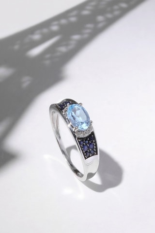Bague Azur - Or blanc, saphirs, topaze et diamants