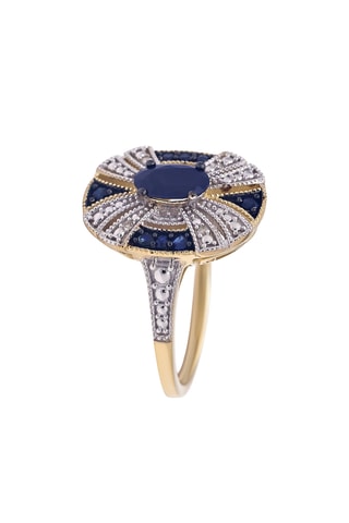 Bague Lune d'Argent - Or jaune, diamants et saphirs