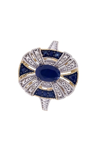 Bague Lune d'Argent - Or jaune, diamants et saphirs