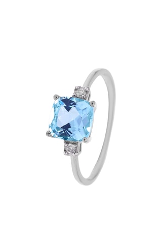 Bague Lumière d'Etoile - Or blanc, diamants et topaze