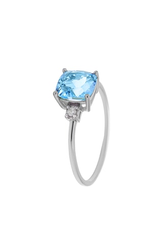 Bague Lumière d'Etoile - Or blanc, diamants et topaze