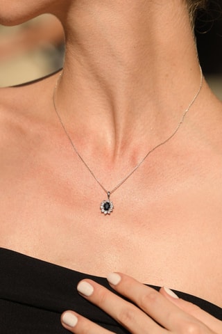 Pendentif Etoile bleue Or blanc, saphir et topaze
