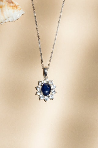 Pendentif Etoile bleue Or blanc, saphir et topaze