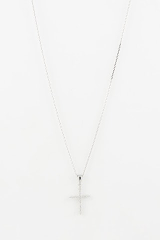 Pendentif Croix brillante - 
Or blanc et diamants