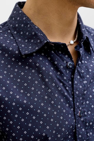 Chemise slim en coton biologique - Bleu marine