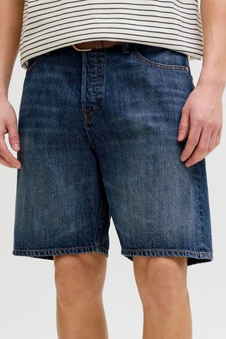 Short relaxed en jean taille haute - Bleu