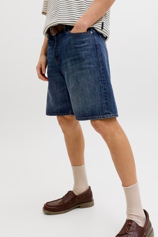 Short relaxed en jean taille haute - Bleu