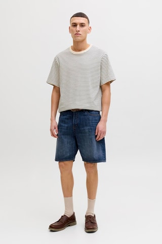 Short relaxed en jean taille haute - Bleu