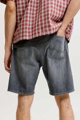 Short relaxed en jean taille haute - Gris