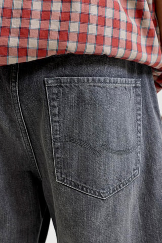 Short relaxed en jean taille haute - Gris