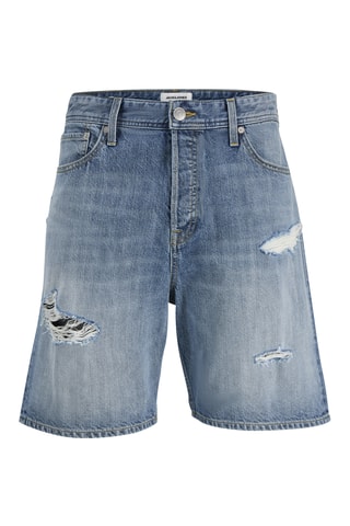 Short relaxed en jean taille haute - Bleu