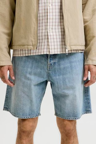 Short relaxed en jean taille haute - Bleu