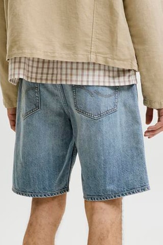 Short relaxed en jean taille haute - Bleu