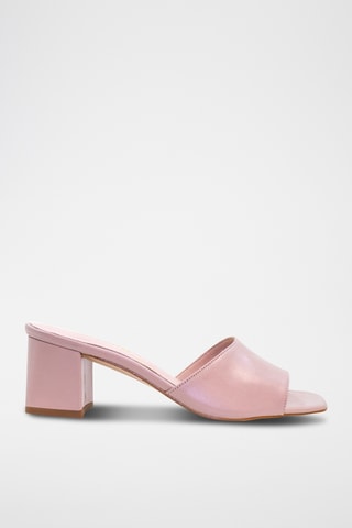 Mules de salto em couro napa - Bege