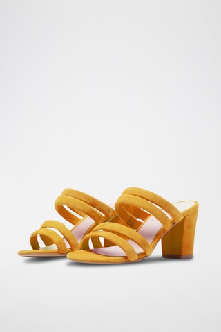 Mules de salto em nobuck Mostarda - Amarelo