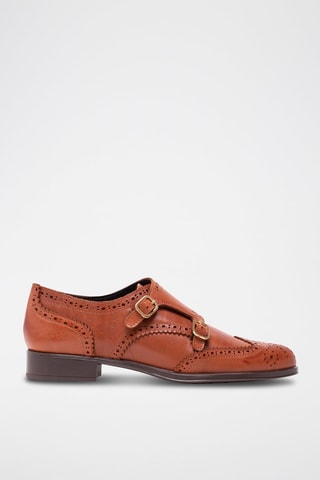 Derbies em couro Camel - Castanho