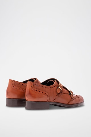 Derbies em couro Camel - Castanho