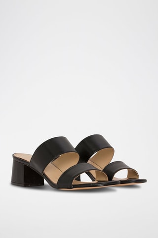 Mules de salto em couro Preto - Preto