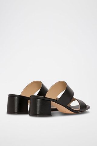 Mules de salto em couro Preto - Preto