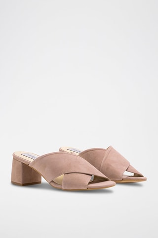 Mules de salto em nobuck Rosa velho - Nude