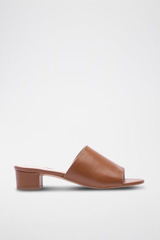Chinelos de salto em couro napa Camel - Castanho