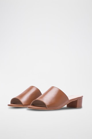 Chinelos de salto em couro napa Camel - Castanho