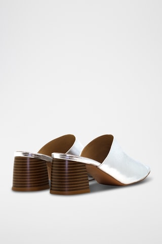 Mules de salto em couro - Prateado