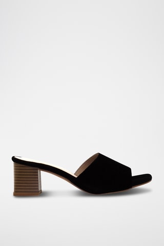 Mules de salto em couro - Preto