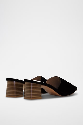 Mules de salto em couro - Preto