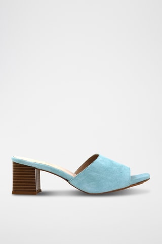 Mules de salto em nobuck. - Azul