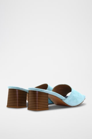 Mules de salto em nobuck. - Azul