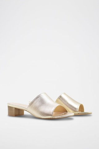 Chinelos de salto em couro Dourado - Dourado