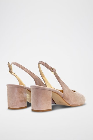 Sapatos de salto slingback em nobuck - Bege - Nude