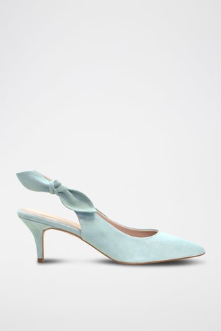 Sapatos de salto slingback em nobuck - Menta-claro - Verde