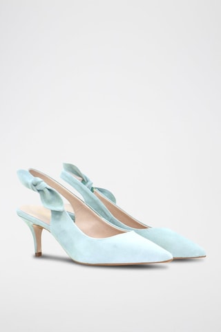 Sapatos de salto slingback em nobuck - Menta-claro - Verde