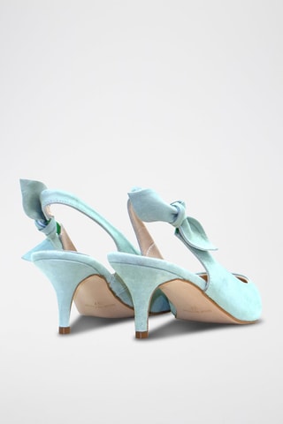 Sapatos de salto slingback em nobuck - Menta-claro - Verde