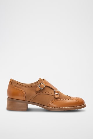 Derbies com fivelas em couro - Castanho
