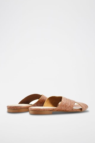 Mules em couro Camel - Castanho