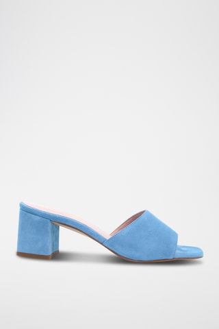 Mules de salto em nobuck - Azul