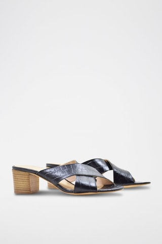 Chinelos de salto em couro Preto - Preto