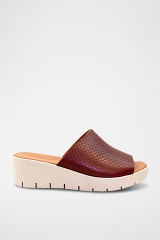 Mules de salto em couro - Castanho