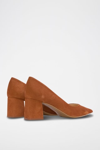 Sapatos de salto em nobuck Camel - Castanho