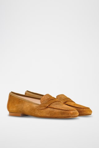 Mocassins em nobuck - Dourado