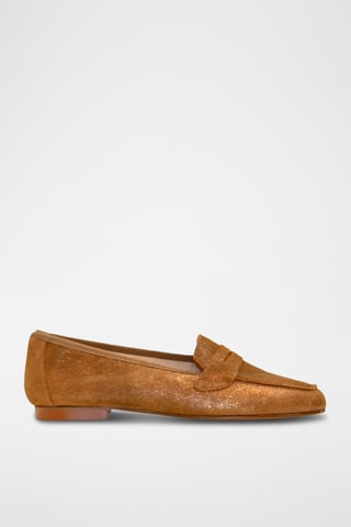 Mocassins em nobuck - Dourado