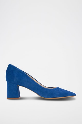 Sapatos de salto em nobuck Azul-elétrico - Azul